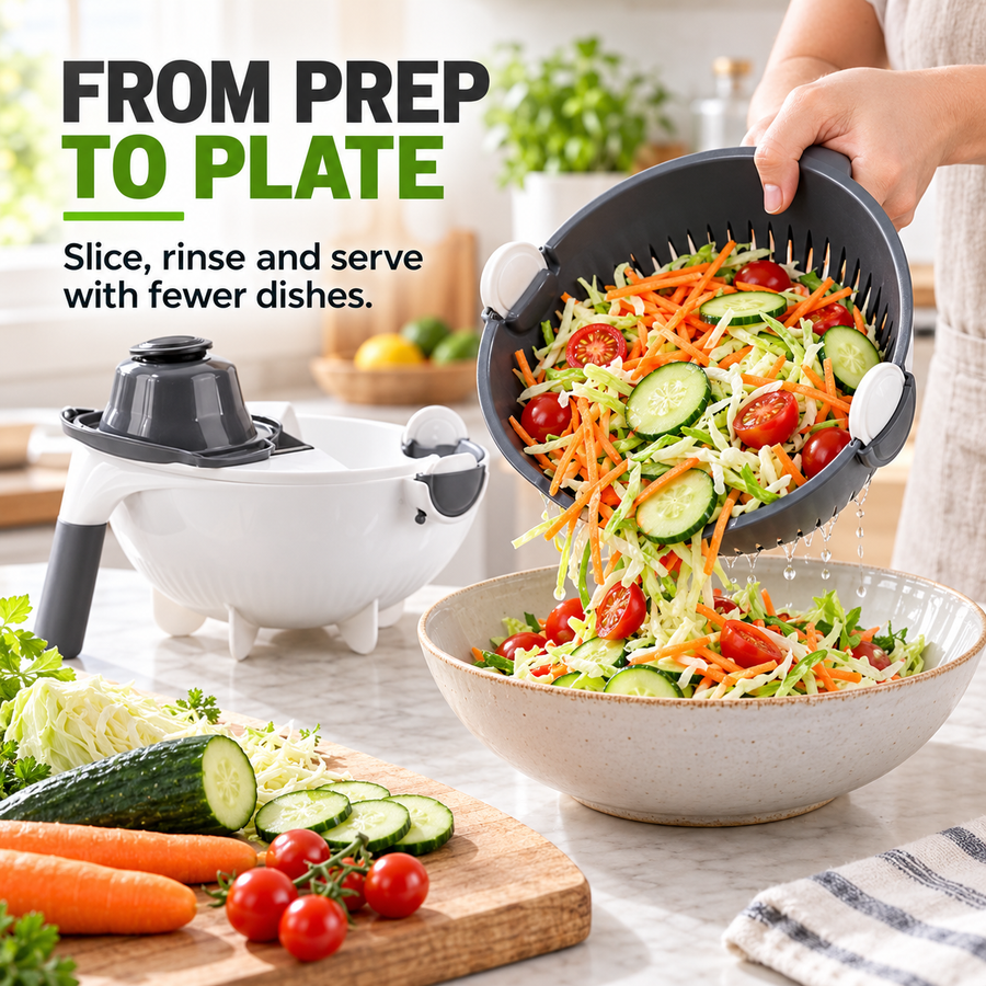 9-in-1 Vegetable Prep Station – Cutter & Drain Basket — product view 6