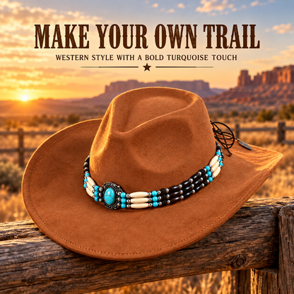 Faux suede ethnic style versatile Western retro cowboy hat