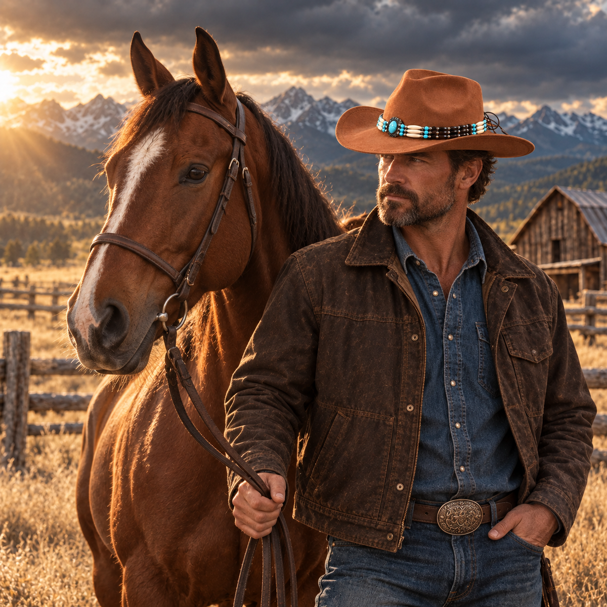Faux suede ethnic style versatile Western retro cowboy hat