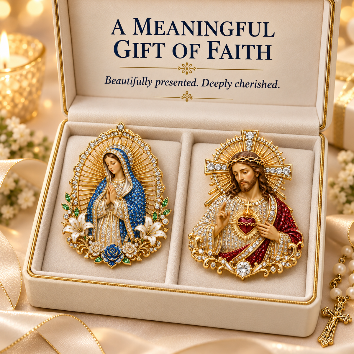 “The Two Hearts” Jesus & Mary Sacred Devotion Pin
