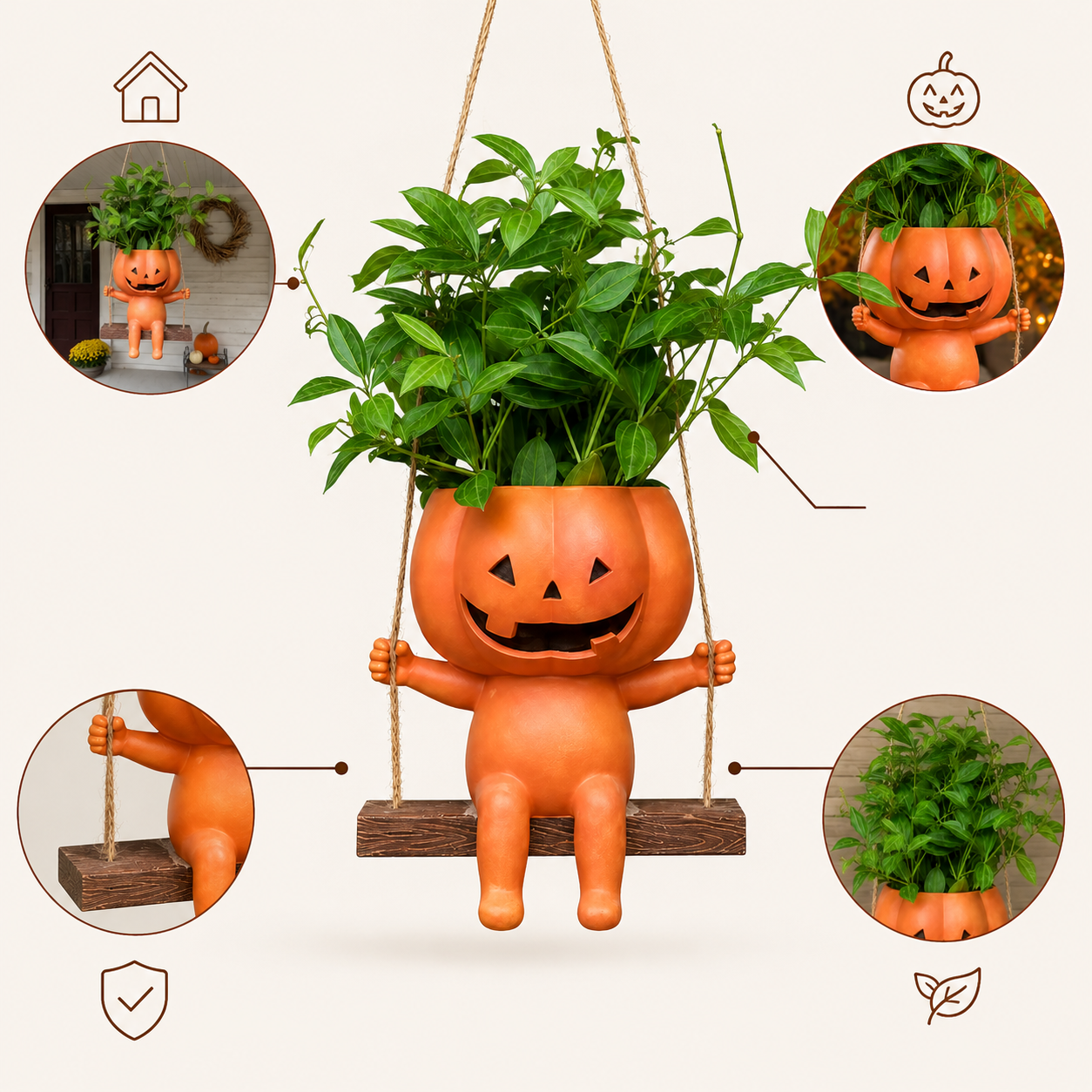 Halloween Early Bird Sale |49% OFF-Swing Pumpkin Flower Pot🎃