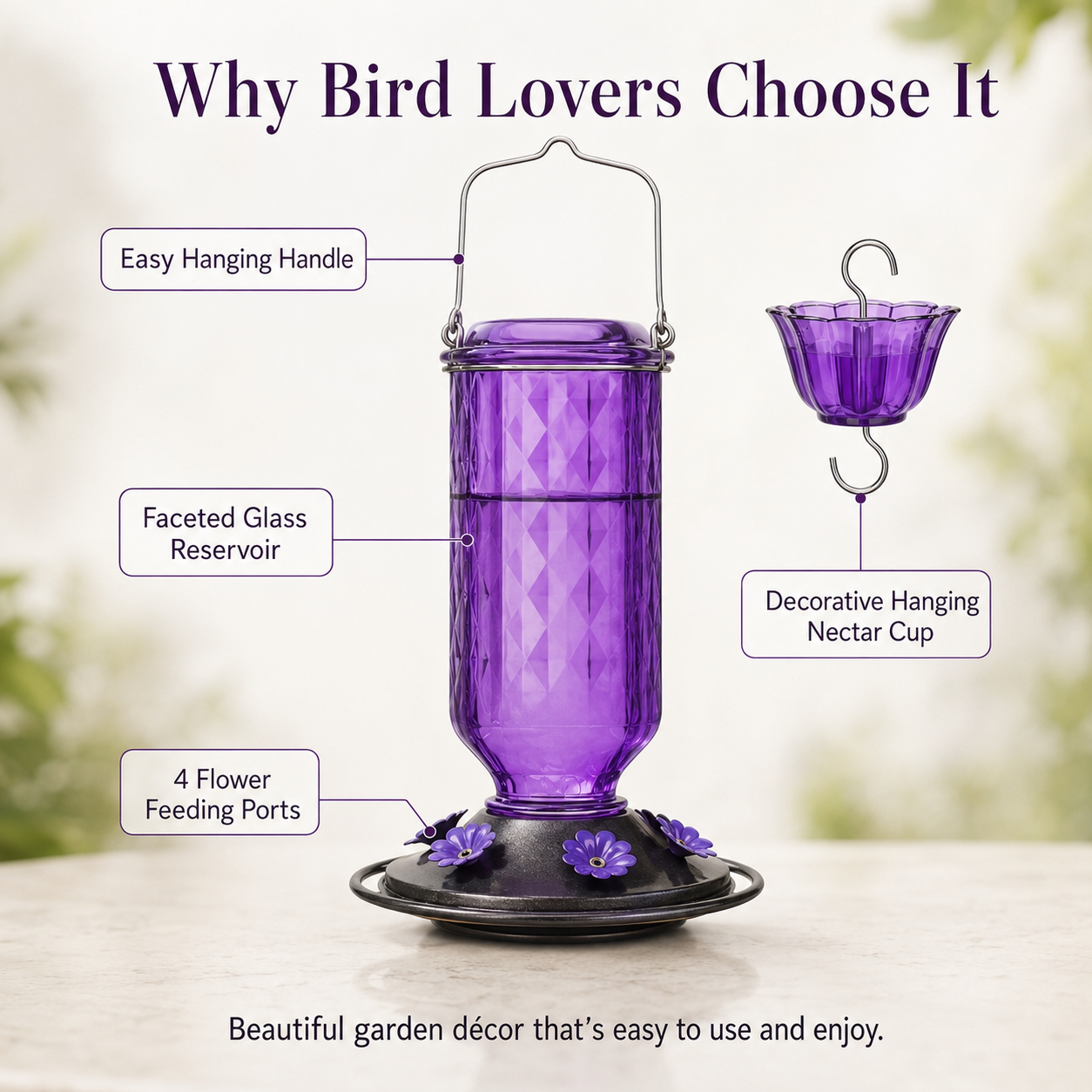 Glass Hummingbird Feeder