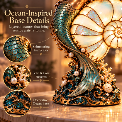 🧜‍♀️🐚 Moon-Tide Mermaid Nautilus Lamp