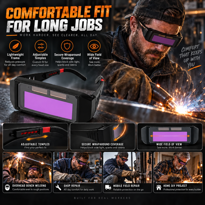 Auto-Darkening Anti-Glare Welding Glasses