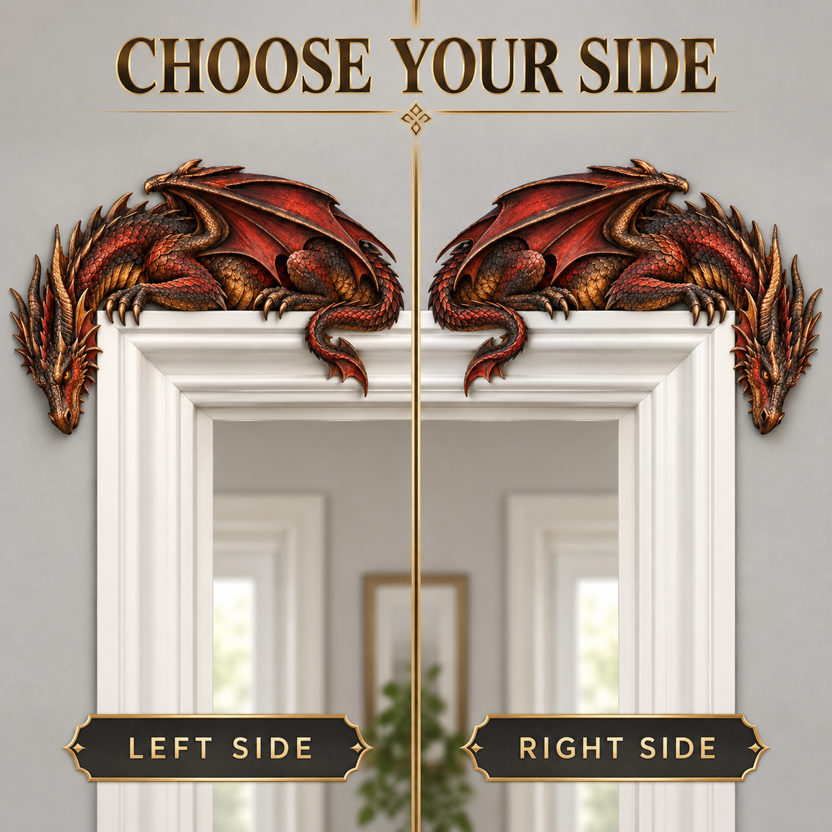 🐉🔥 Sleeping Dragon Door Topper | Medieval Fantasy Dragon Guardian Wall Décor for Doorway 🏰✨