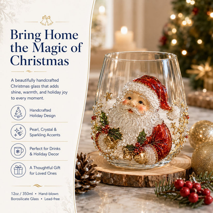 🎄✨ Christmas Glass Art Cup | Luxury Holiday Glassware for Drinks, Decor & Christmas Gifts 🎁