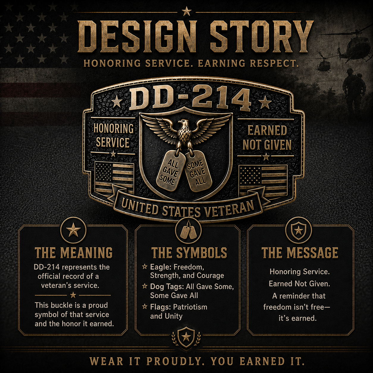DD-214 Veteran Honor Belt Buckle