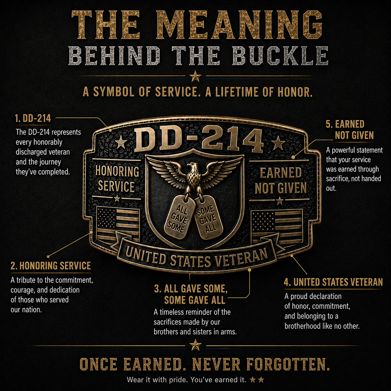 DD-214 Veteran Honor Belt Buckle
