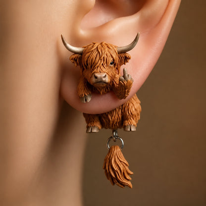 Funny 3D Animal Flipping The Bird Earrings