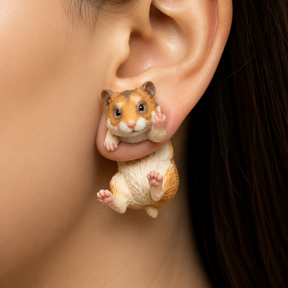 Funny 3D Animal Flipping The Bird Earrings