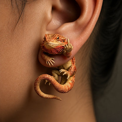 Funny 3D Animal Flipping The Bird Earrings