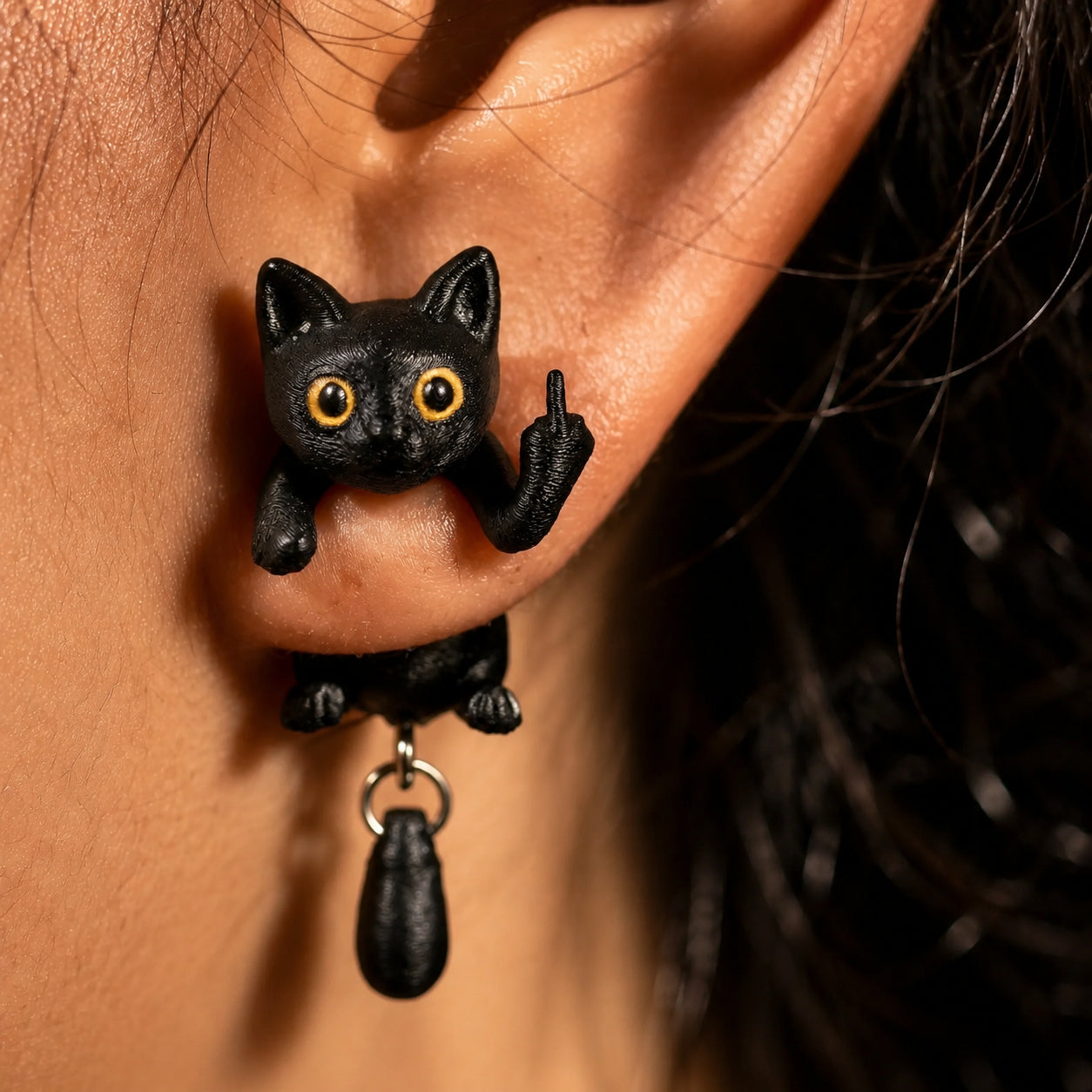 Funny 3D Animal Flipping The Bird Earrings