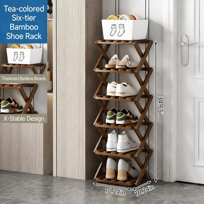 The 9-Tier No-Assembly Bamboo Rack ! ✨👟