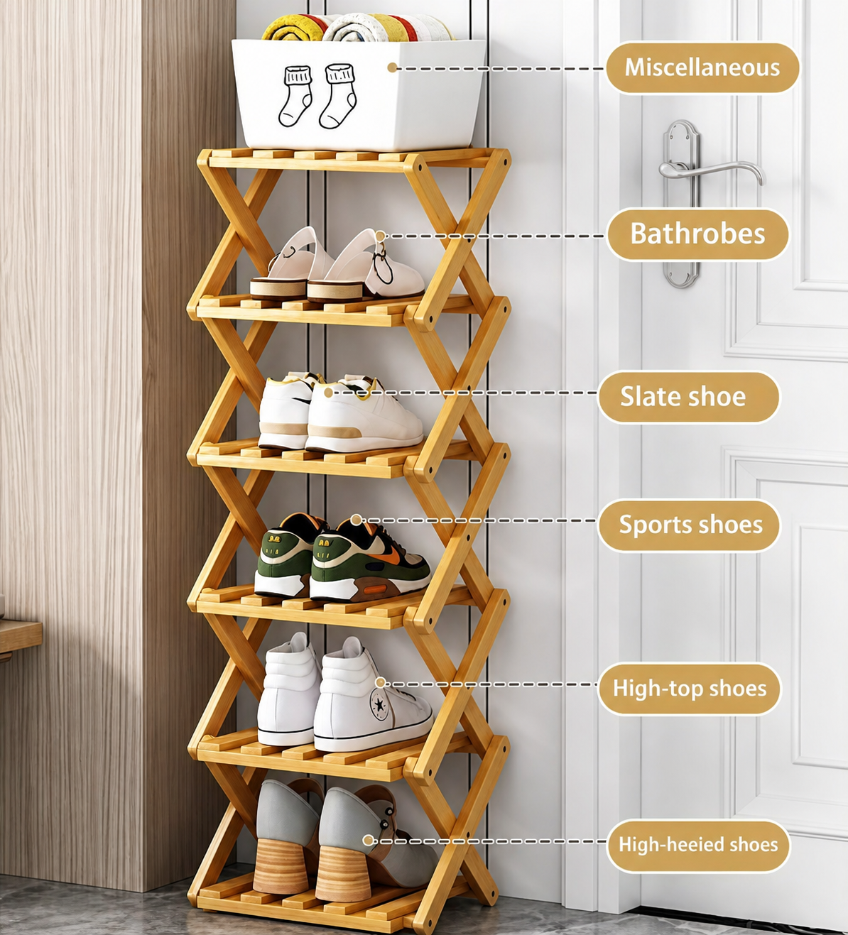 The 9-Tier No-Assembly Bamboo Rack ! ✨👟