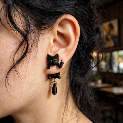 Funny 3D Animal Flipping The Bird Earrings