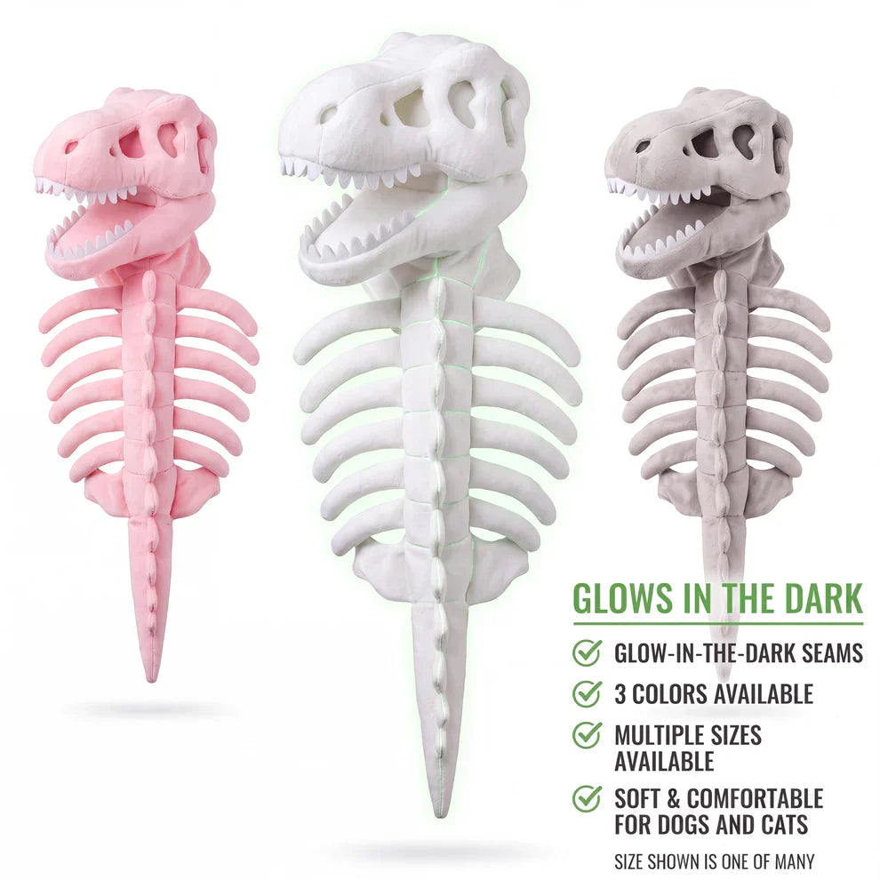 🎉🦖 Glow-in-the-Dark Dinosaur Skeleton Cat Costume — Let Your Kitty Roar at Night! ✨