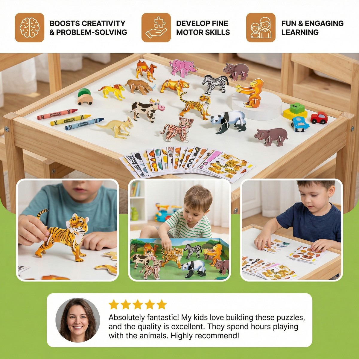 3D Cartoon Puzzle Set for Children
