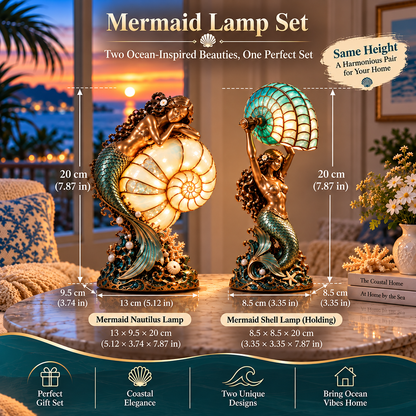 🧜‍♀️🐚 Moon-Tide Mermaid Nautilus Lamp