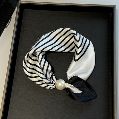 Pearl Buckle Closure Printed Scarf