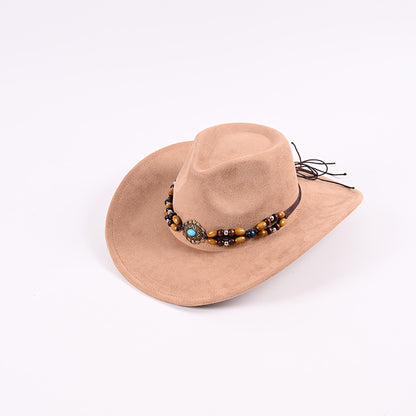 Faux suede ethnic style versatile Western retro cowboy hat