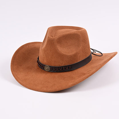 Faux suede ethnic style versatile Western retro cowboy hat
