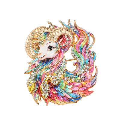 Luxury Zodiac Enamel Brooch – Choose Your Sign