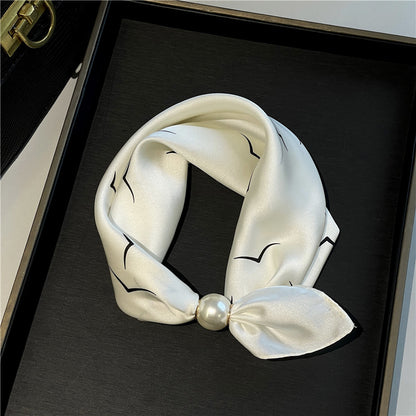 Pearl Buckle Closure Printed Scarf