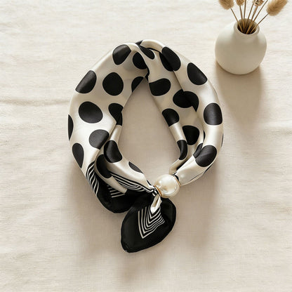 Pearl Buckle Closure Printed Scarf