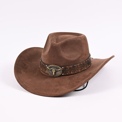 Faux suede ethnic style versatile Western retro cowboy hat