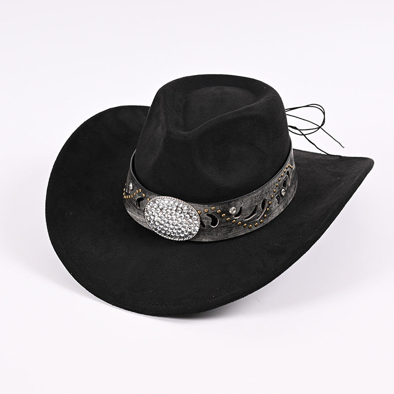 Faux suede ethnic style versatile Western retro cowboy hat