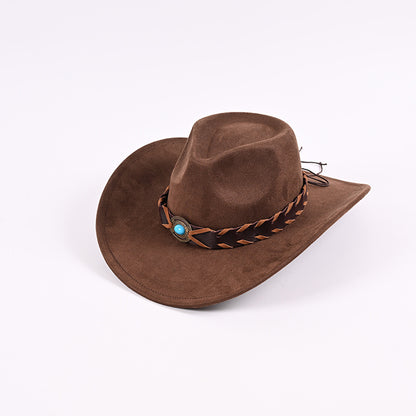 Faux suede ethnic style versatile Western retro cowboy hat