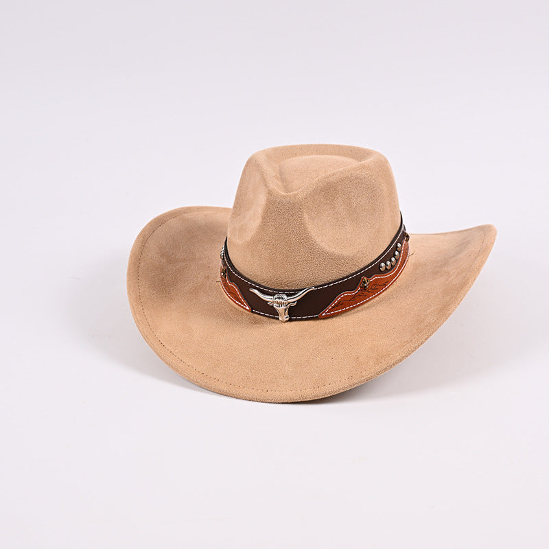 Faux suede ethnic style versatile Western retro cowboy hat