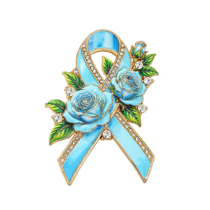 Hope Blooms™ Rose Ribbon Brooch – A Symbol of Strength, Love & Breast Cancer Awareness