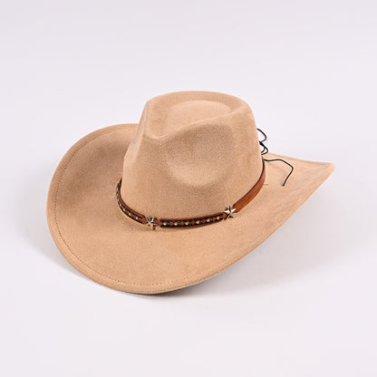 Faux suede ethnic style versatile Western retro cowboy hat