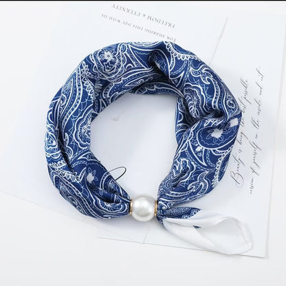 Pearl Buckle Closure Printed Scarf