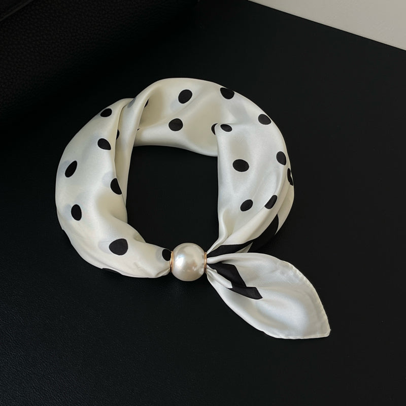 Pearl Buckle Closure Printed Scarf