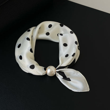 Pearl Buckle Closure Printed Scarf