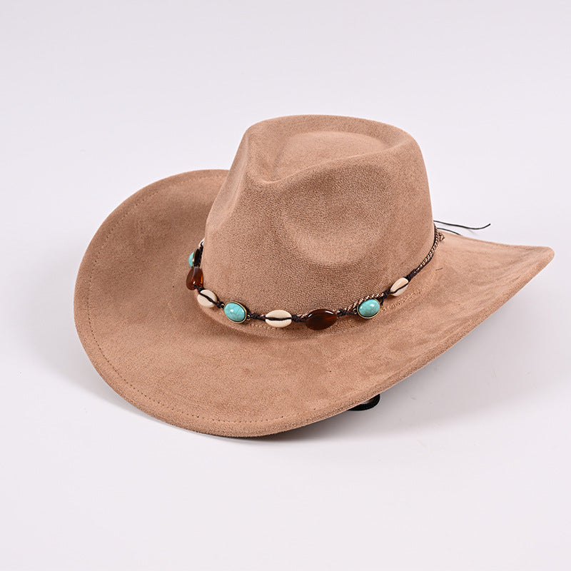 Faux suede ethnic style versatile Western retro cowboy hat