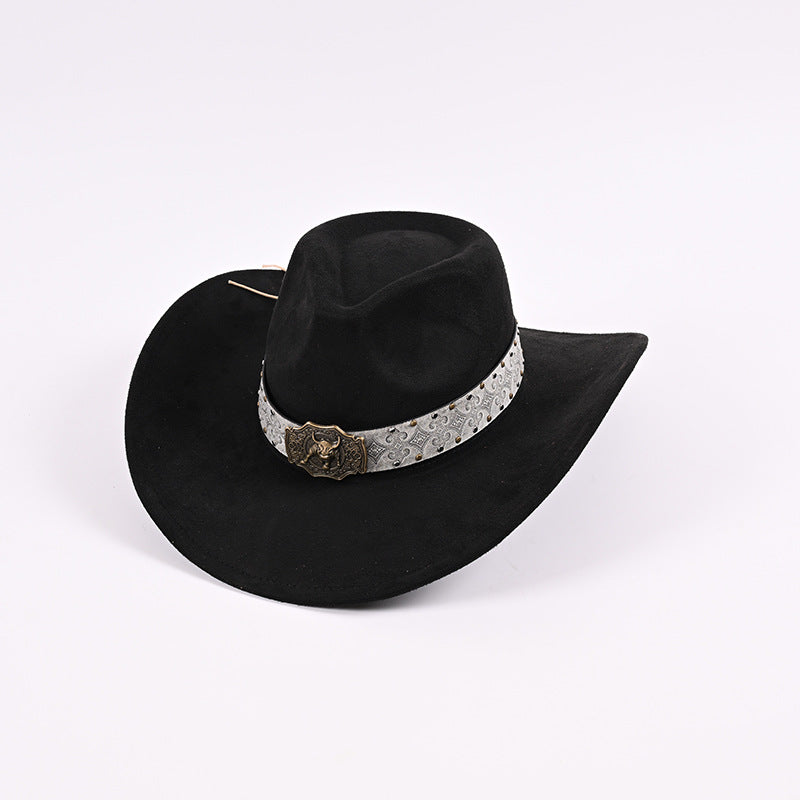Faux suede ethnic style versatile Western retro cowboy hat