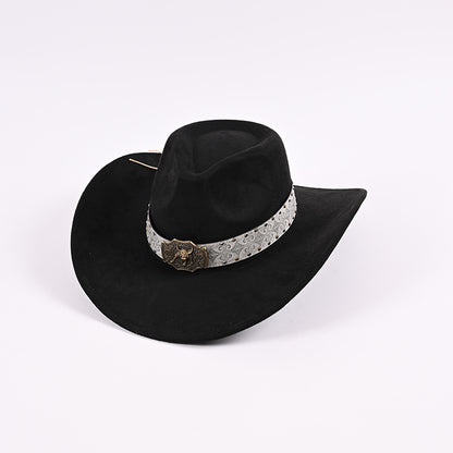 Faux suede ethnic style versatile Western retro cowboy hat