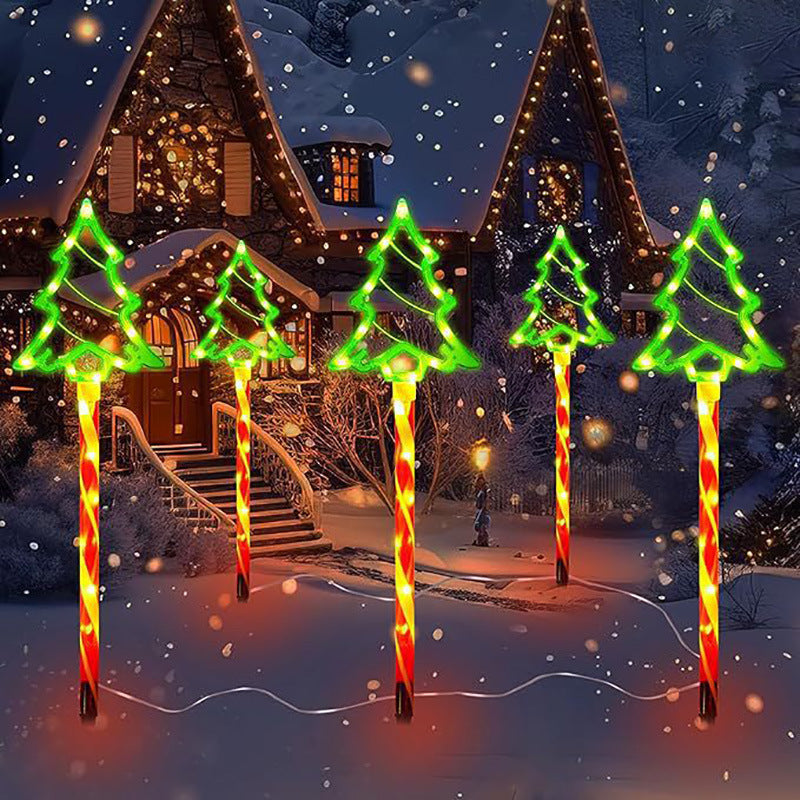🎄🍭 Solar Candy Cane Garden Lights – 5-Piece Christmas Pathway Glow Set