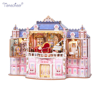 TONECHEER 3D Puzzle DIY Desktop Storage Kit (Pink Holiday)