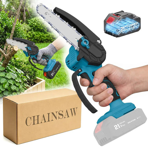 6-Inch Cordless Mini Chainsaw | One-Hand Electric Wood Cutter for Garden & Yard