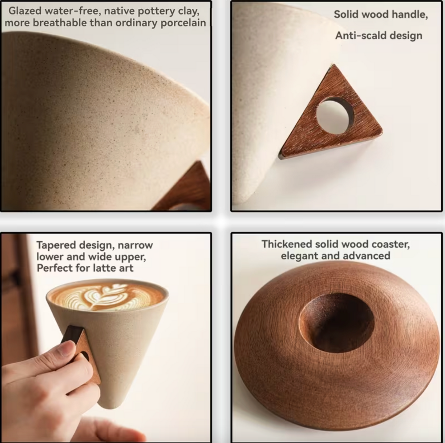 Sora Wood Handle Coffee Cup – 250ml