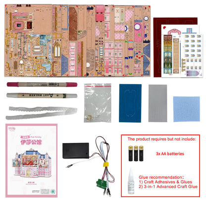 TONECHEER 3D Puzzle DIY Desktop Storage Kit   (Pink Holiday)