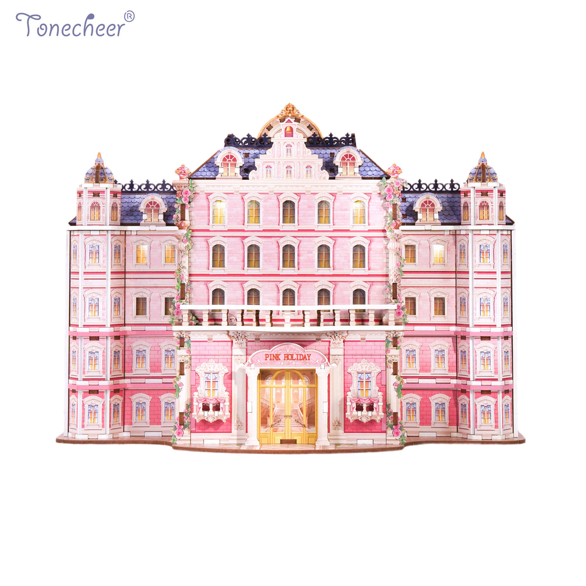 TONECHEER 3D Puzzle DIY Desktop Storage Kit   (Pink Holiday)