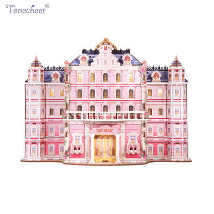 TONECHEER 3D Puzzle DIY Desktop Storage Kit   (Pink Holiday)