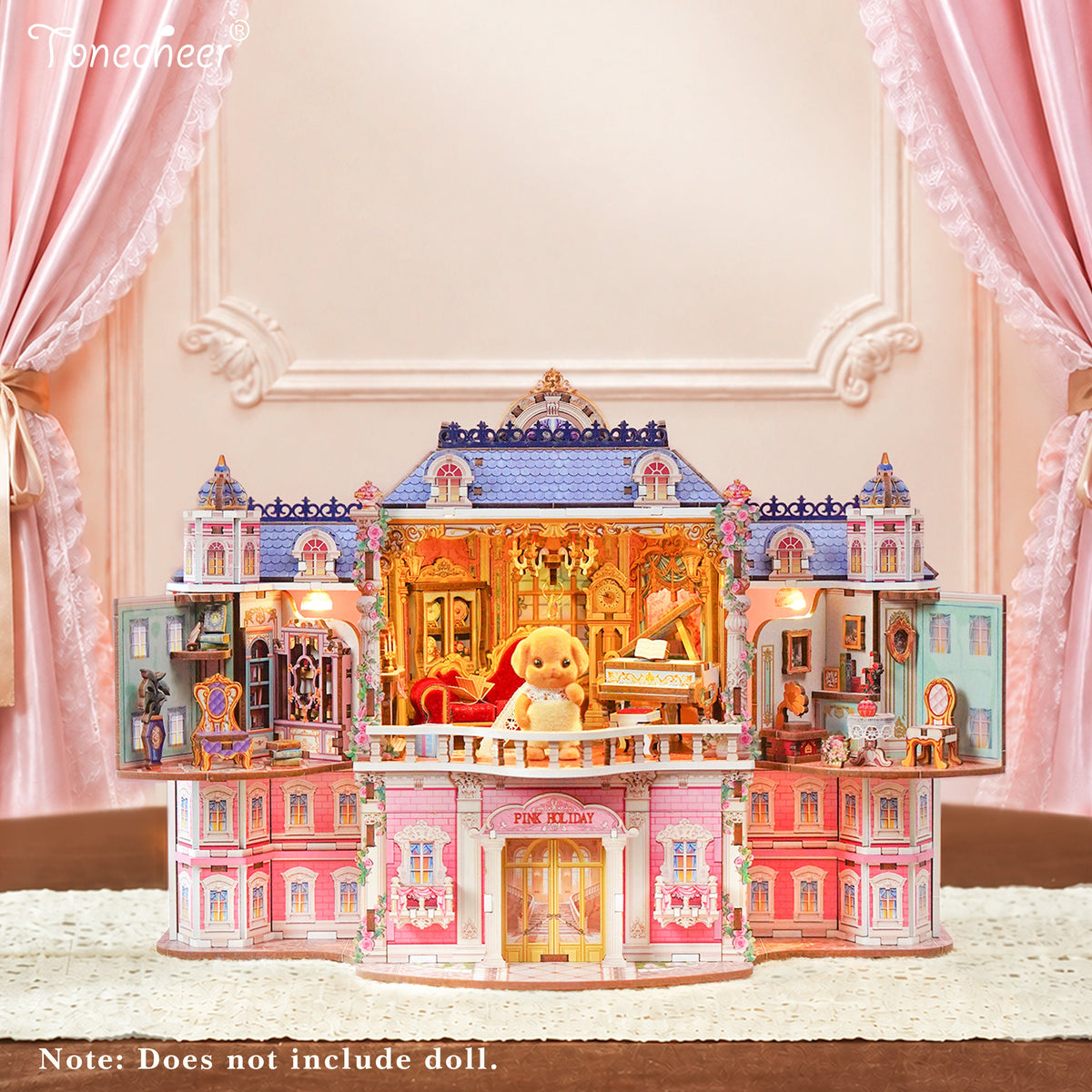 TONECHEER 3D Puzzle DIY Desktop Storage Kit   (Pink Holiday)