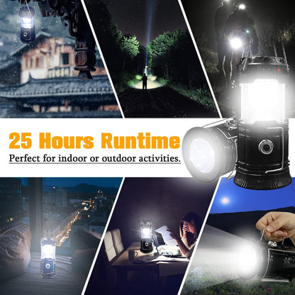 💡 Collapsible Portable LED Camping Lantern Lightweight Waterproof Solar USB Rechargeable LED Flashlight