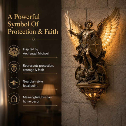 Divine Archangel Wall Light | Protection & Faith Decor